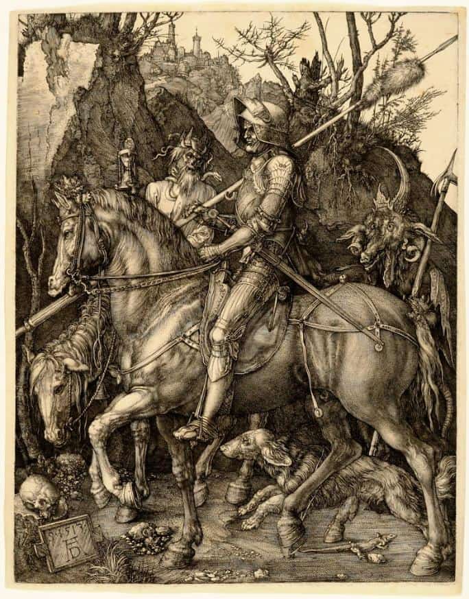 Albrecht Dürer, Knight, Death, and the Devil (1513), engraving. The Metropolitan Museum of Art, Harris Brisbane Dick Fund, 1943 (43.106.2).