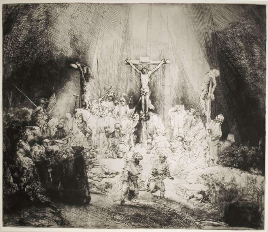 Rembrandt Hermansz Van Rijn, Christ Crucified between two Thieves, The Three Crosses (3rd State), 1653, Etching & Drypoint