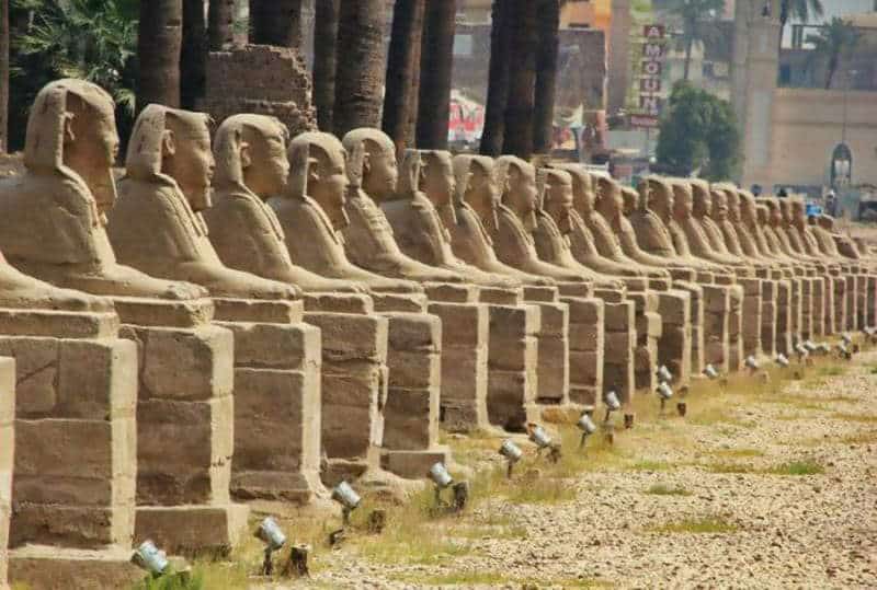 The Dromos or Sphinxes Avenue near the Temple of Luxor, via Wikimapia