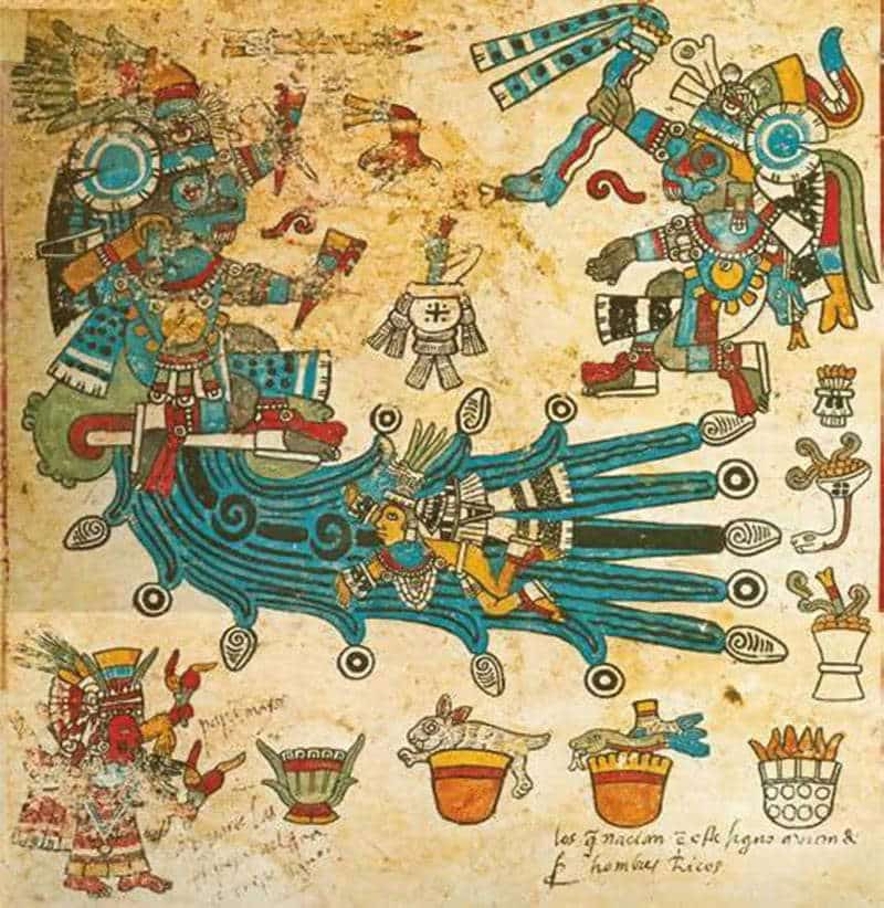 Tlaloc, the god of rains and lighting, Codex Borbonicus, 2009, via Arqeología Mexicana.