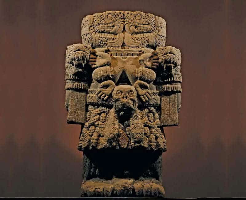 Statue of Coatlicue displayed in the National Museum of Anthropology in Mexico City, 2019.