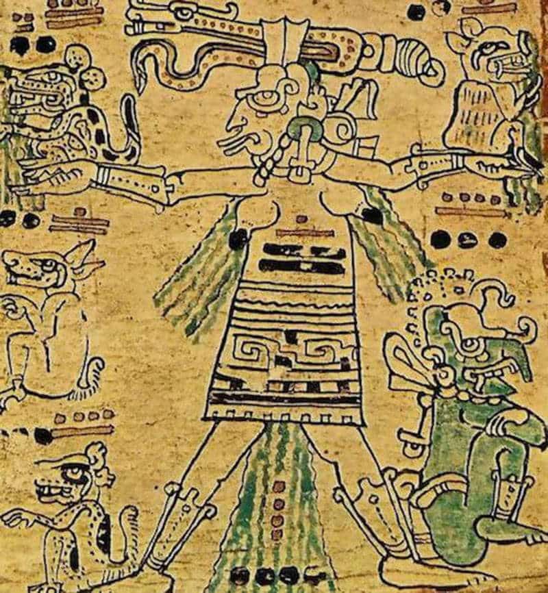 Ixchel, mother of all gods and destroyer of worlds, Dresden Codex, 2017 via Behind the Name.