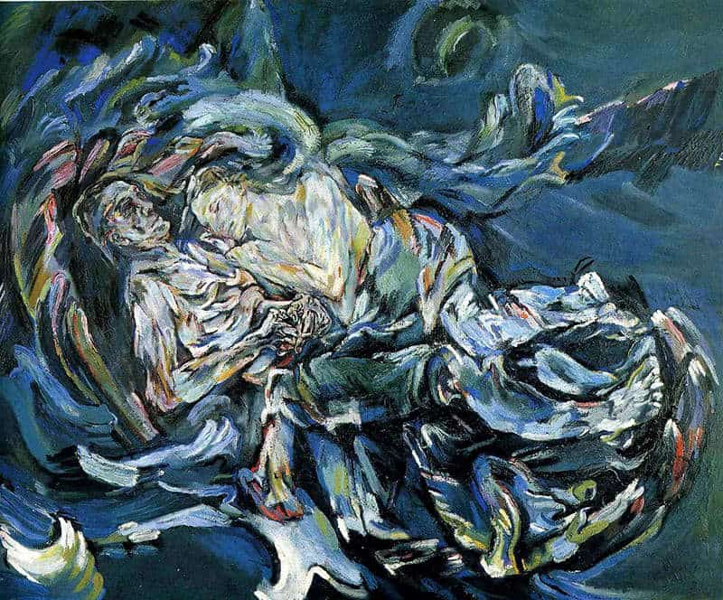 “The Tempest”, 1914, the painting visualizes the destructive love between Kokoschka and Mahler