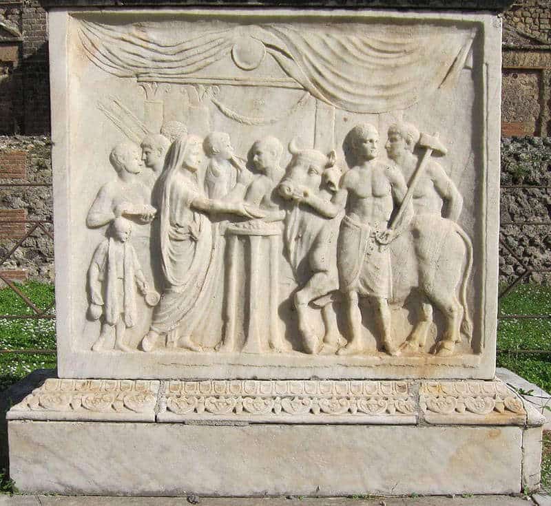 Altar of the Temple of Vespasian in Pompeii, Italy