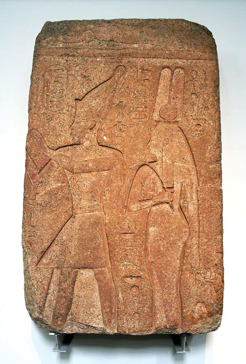 Nubian god’s wife of Amun Karomama I with her father, via Wikipedia