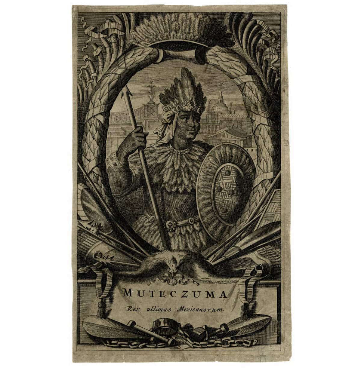  Portrait of Moctezuma, Jacob van Meurs, 1671, illustration, via The British Museum