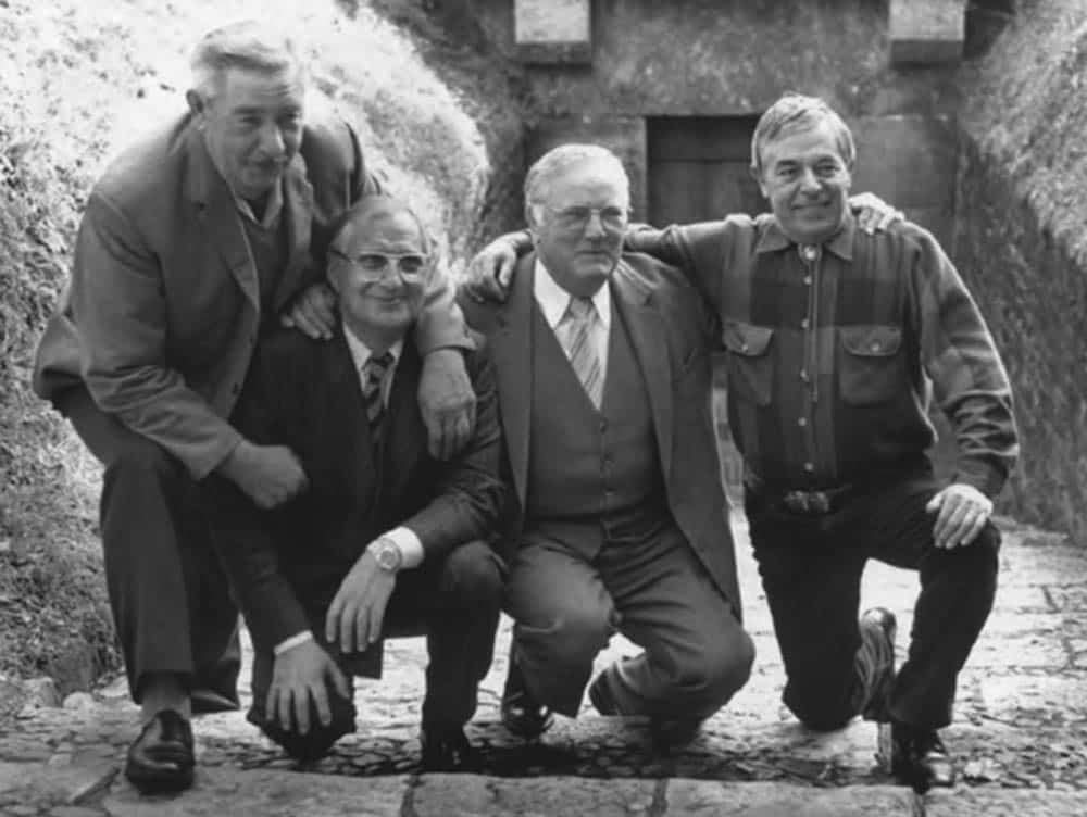  reunited, in front of the entrance to Lascaux, 1986