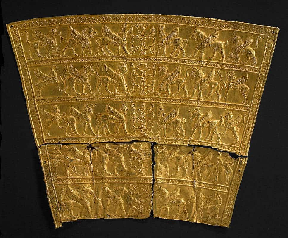 gold plaque winged creatures