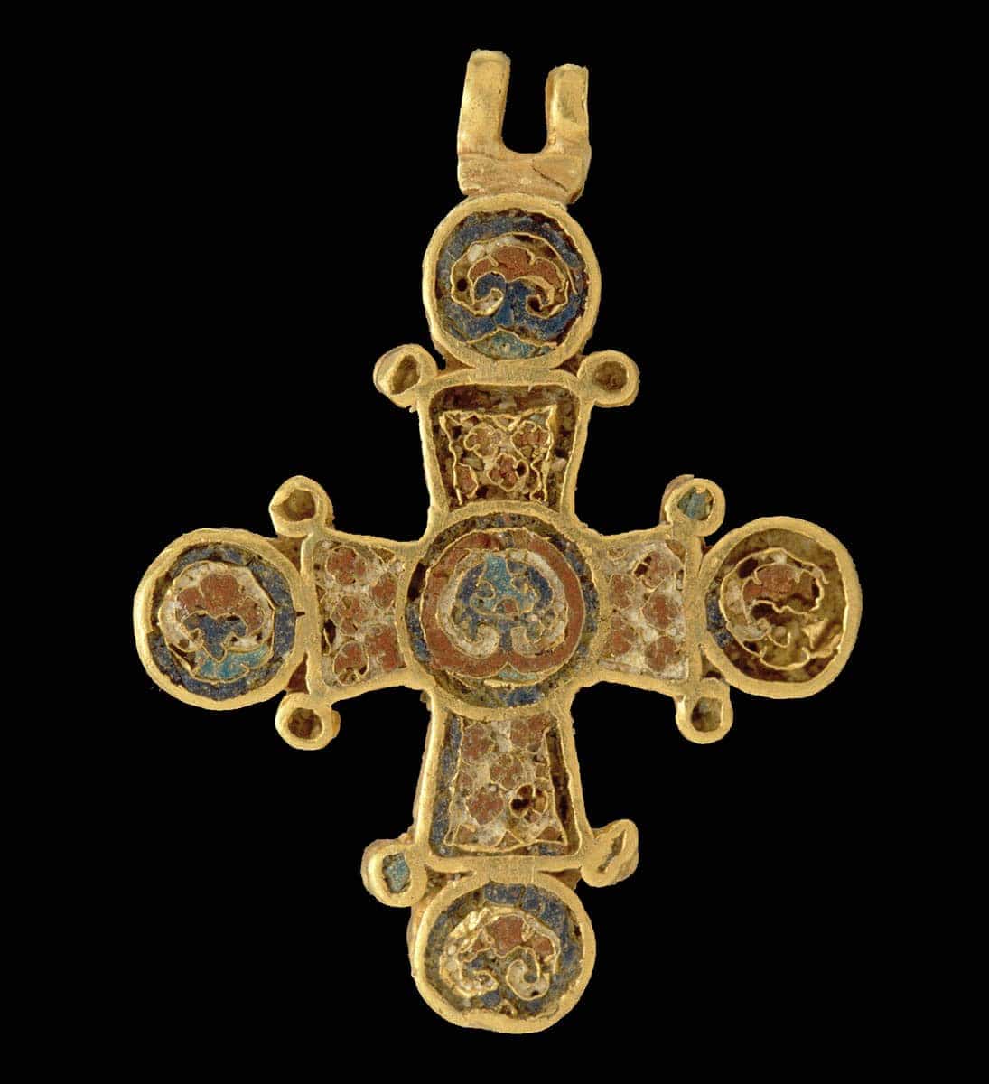 golden cross enamel detail