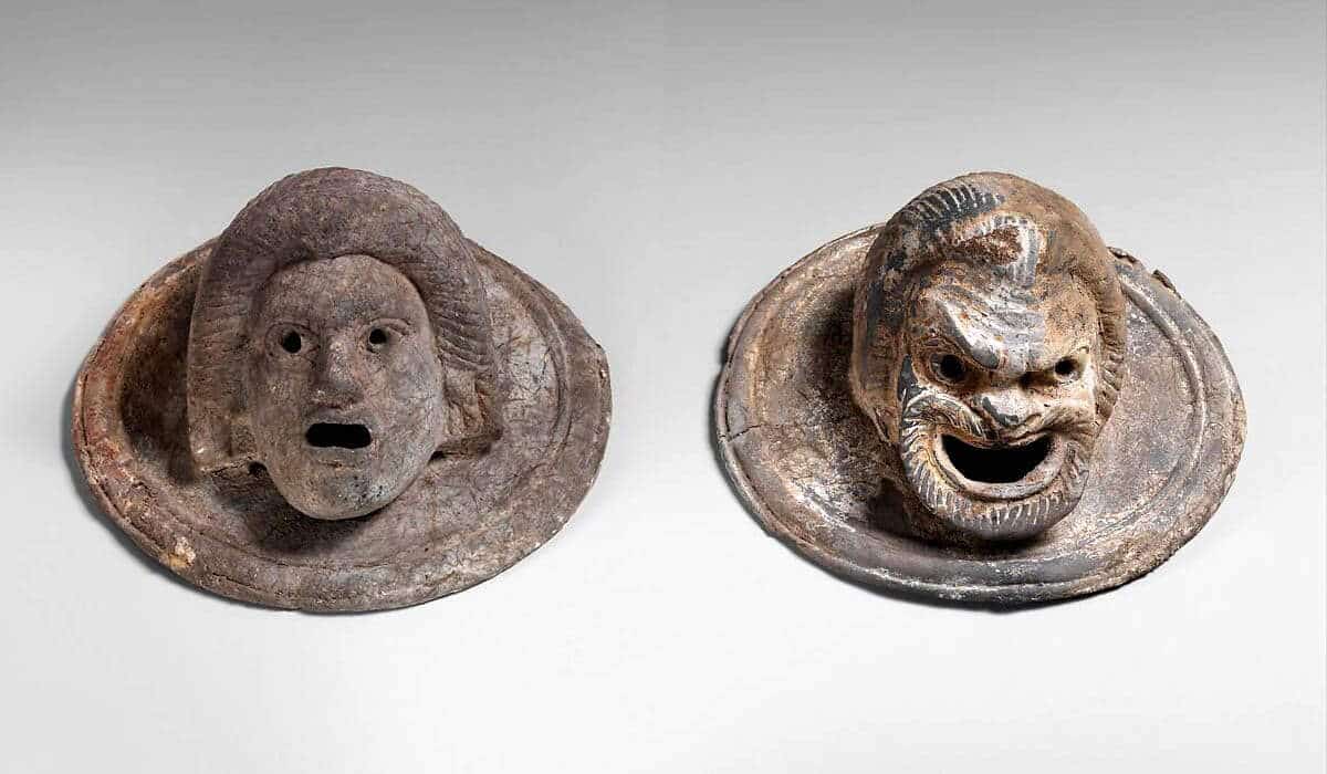 terracotta roundels theatrical masks