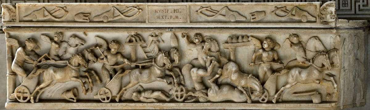 sarcophagus chariot race child