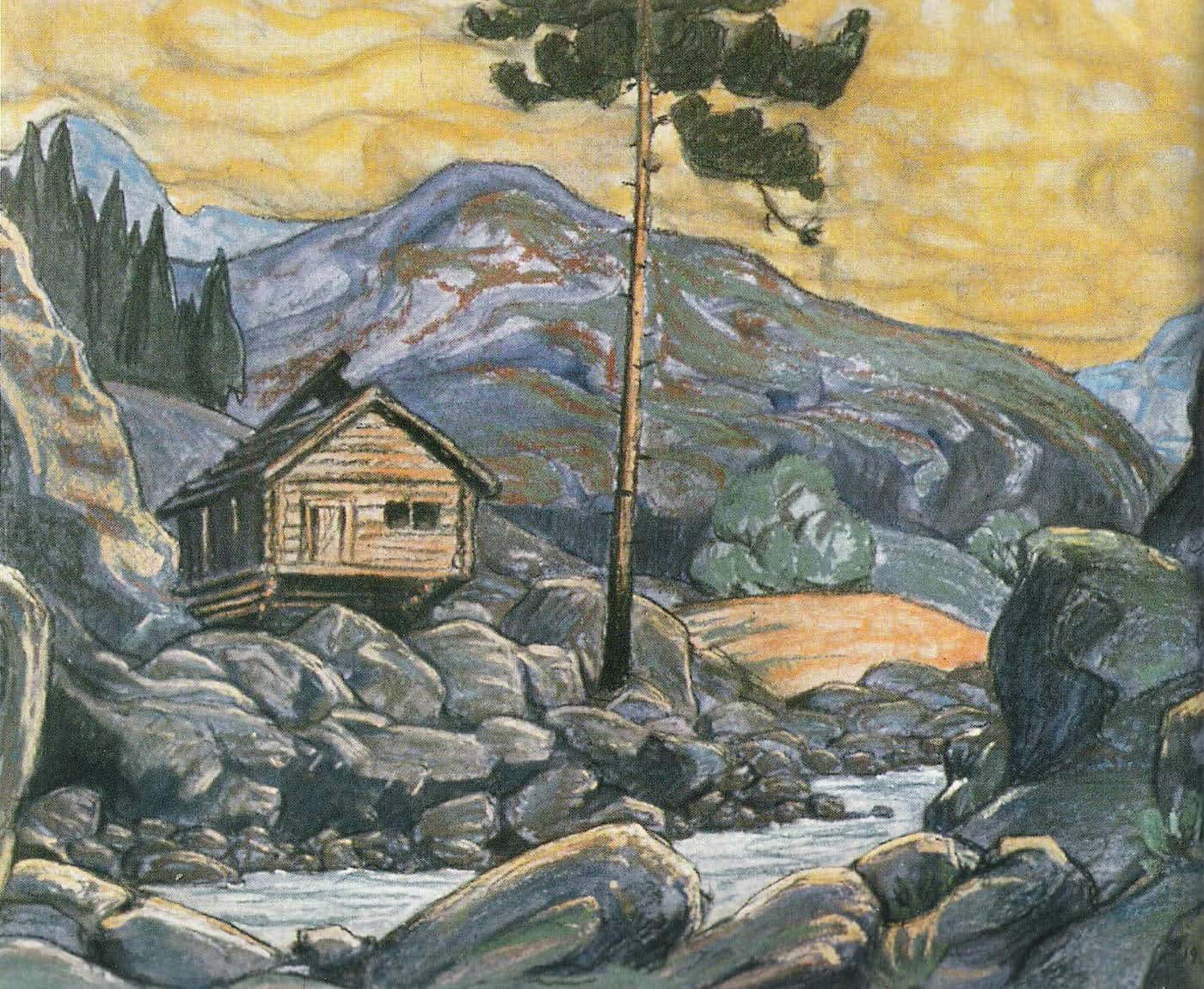 nicholas roerich hut mountains painting