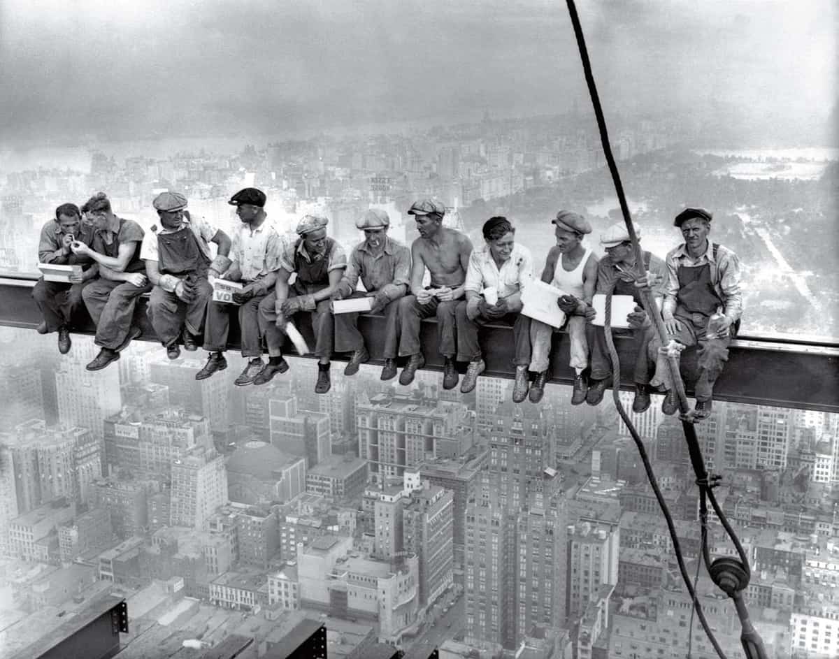 lunch atop skyscraper photograph