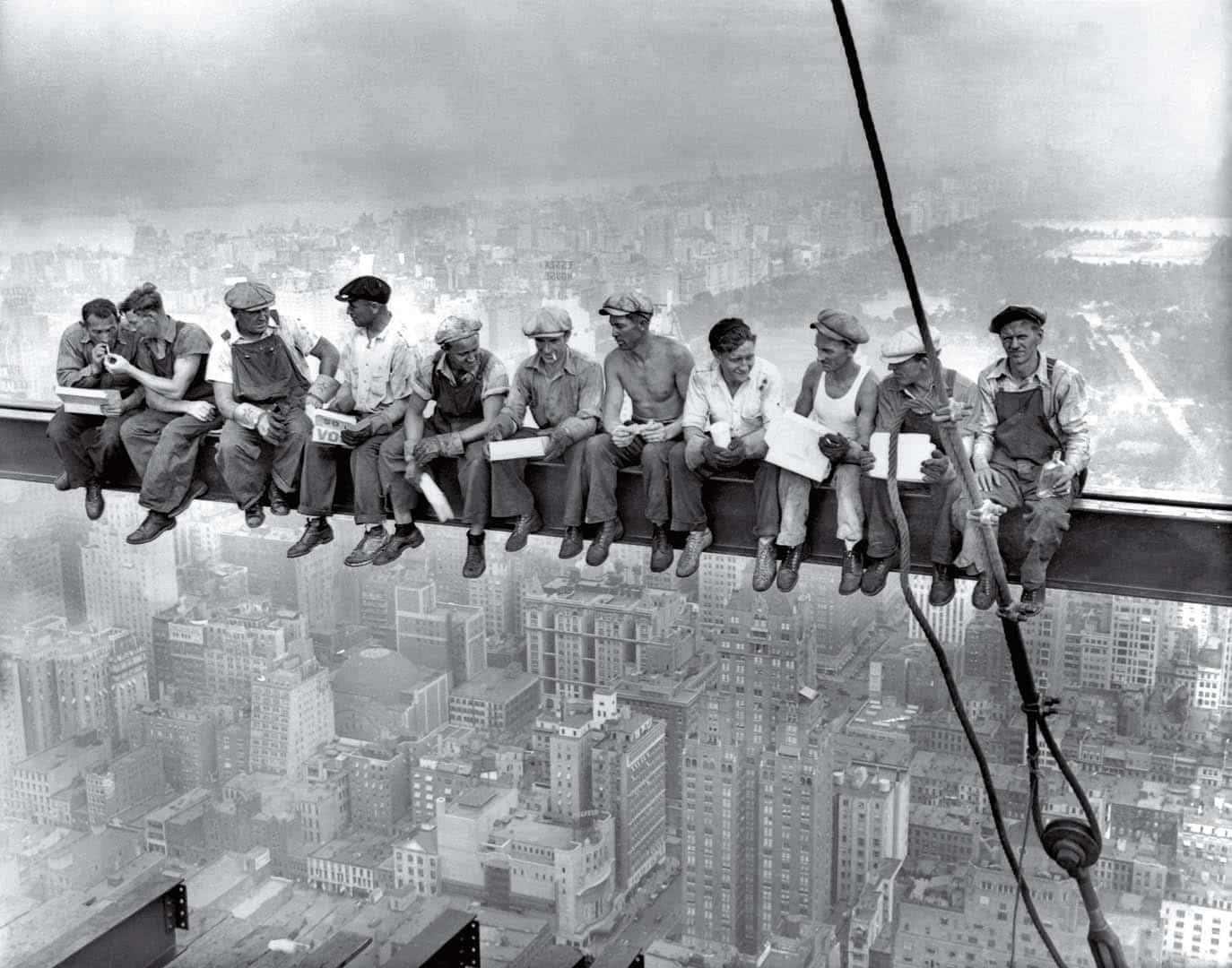 lunch atop skyscraper photograph