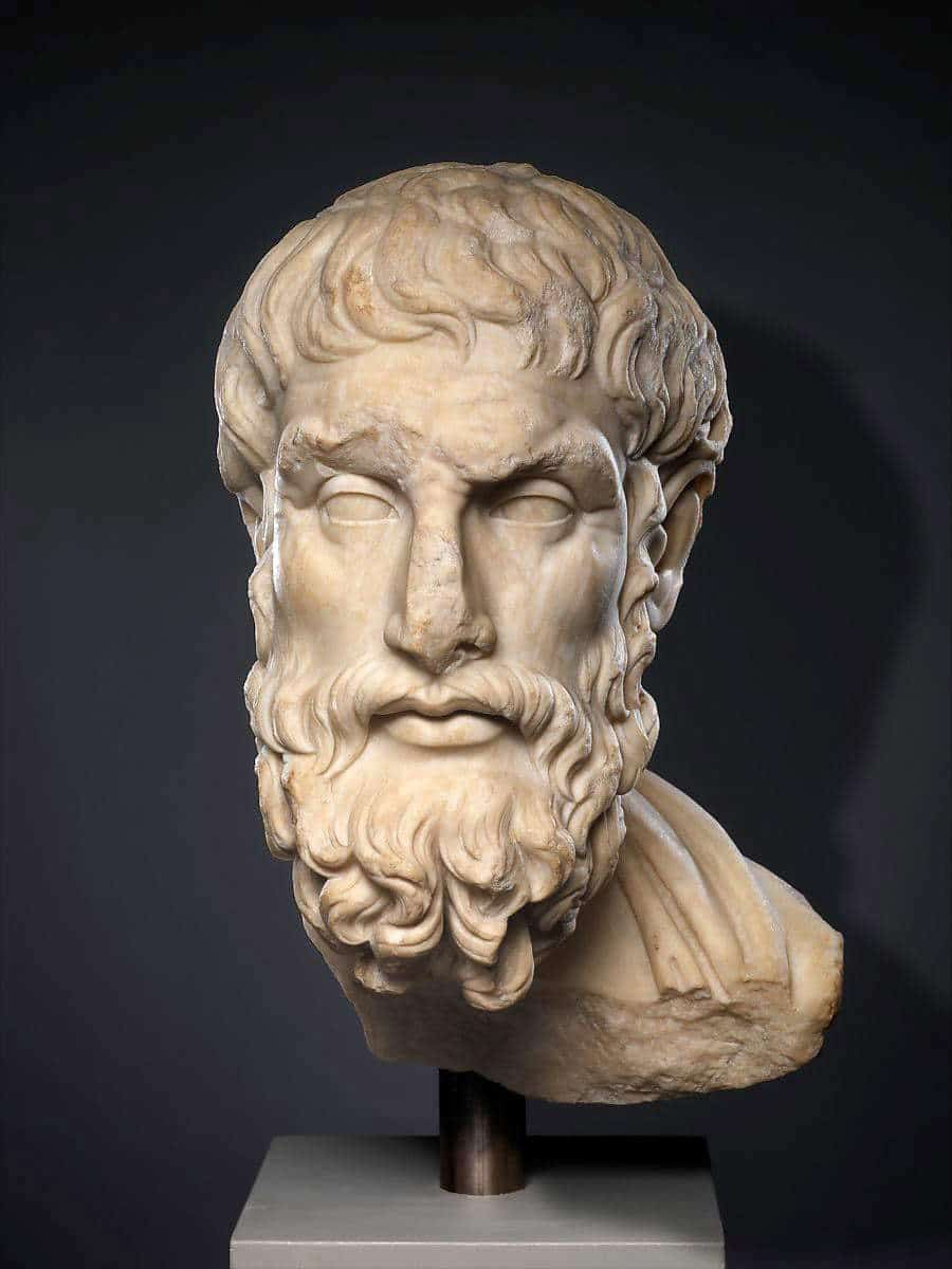 epicurus head statue