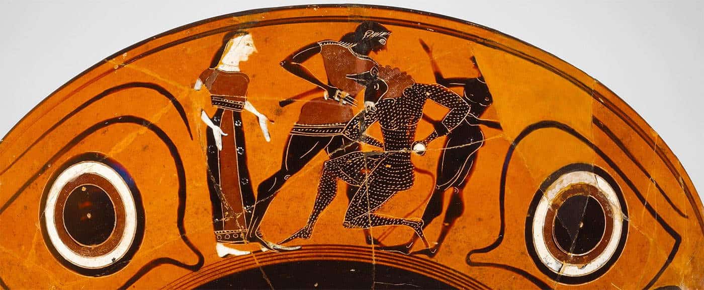 terracotta kylix theseus minotaur