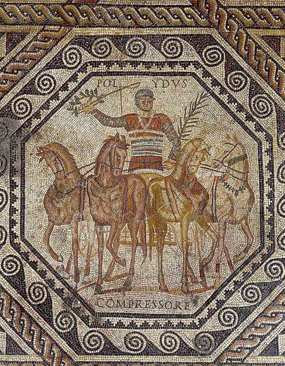 roman horse chariot mosaic