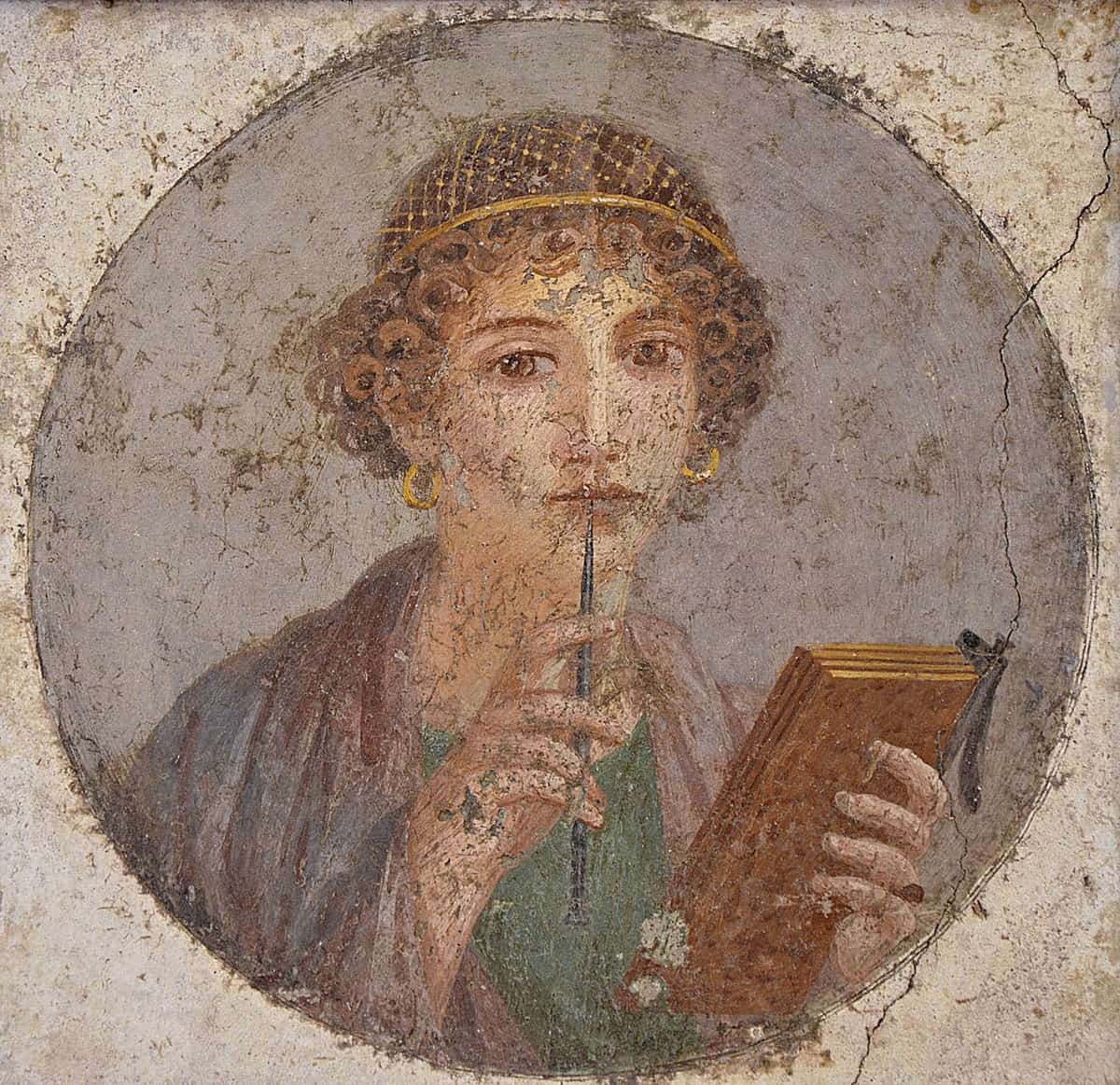 sappho writing pompeii mosaic