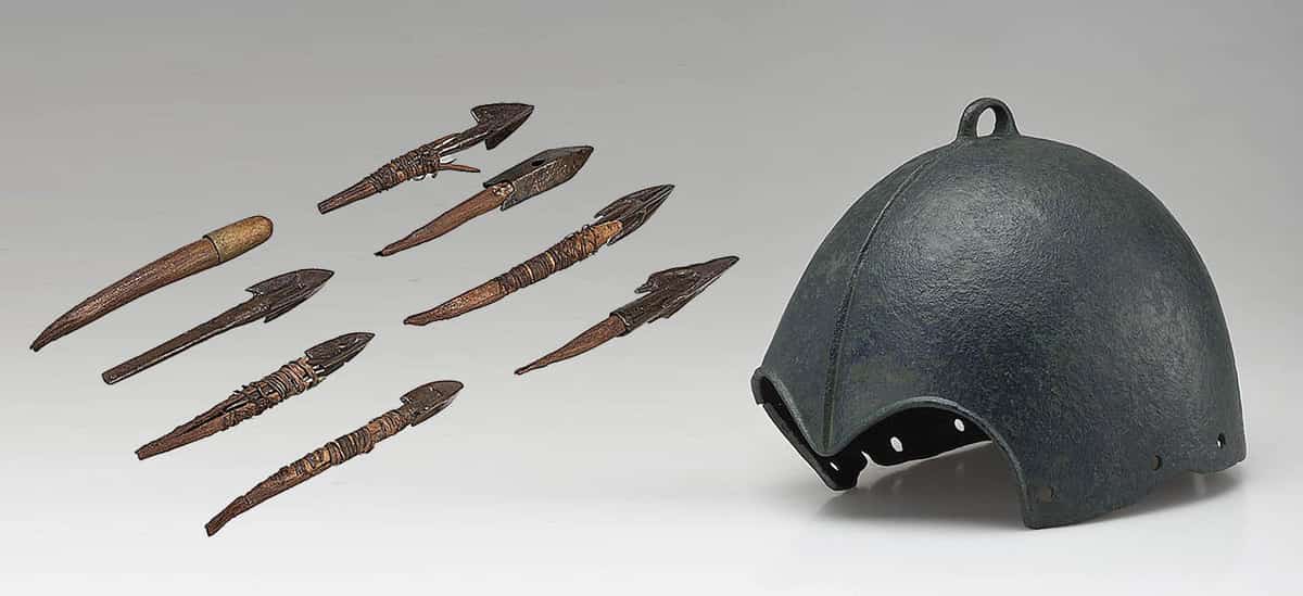 scythian empire helmet and arrowheads