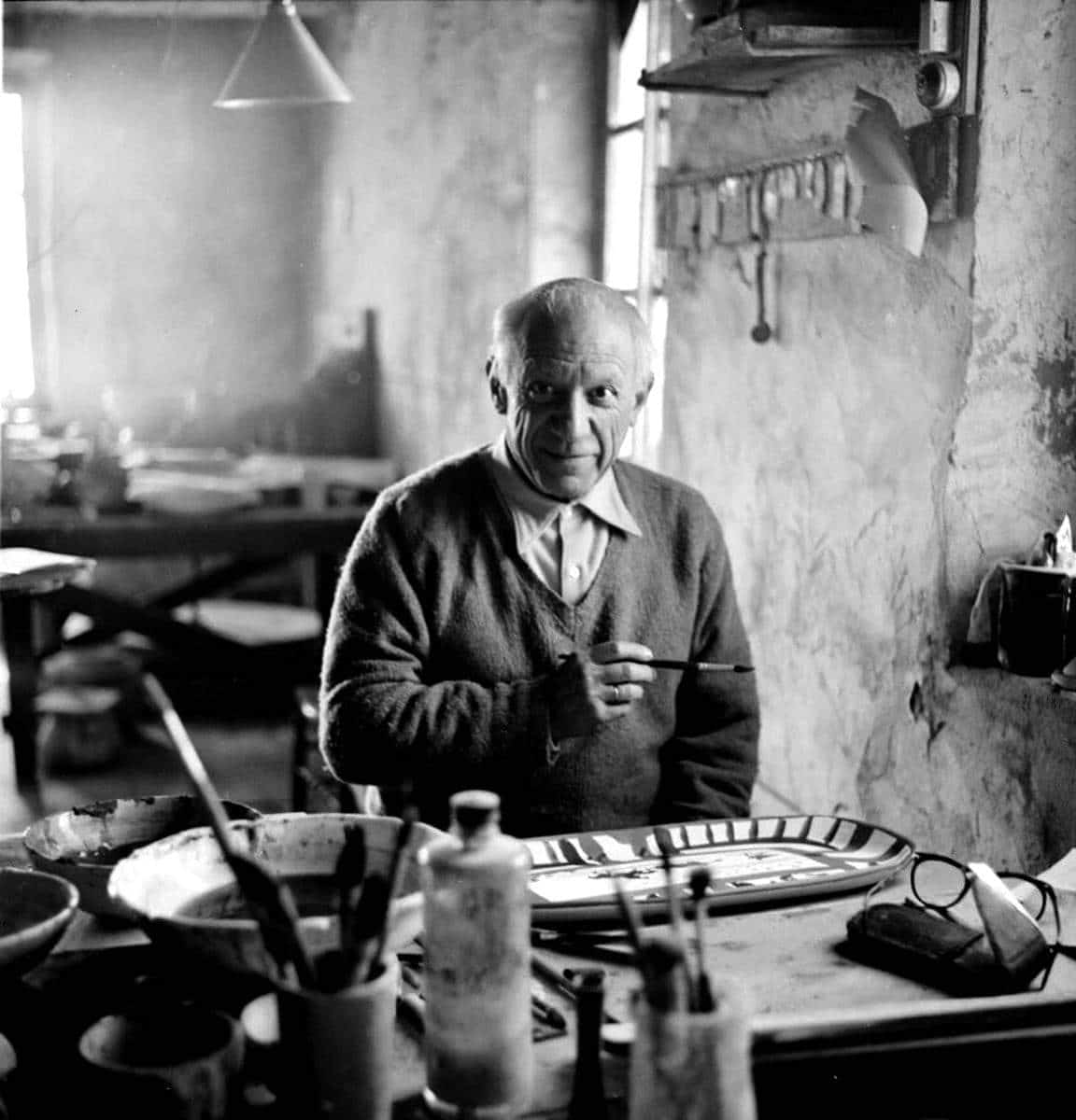 pablo picasso working ceramics studio