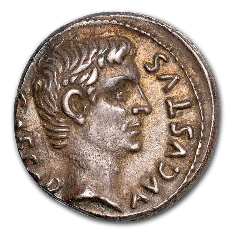 Roman coin denarius emperor Augustus