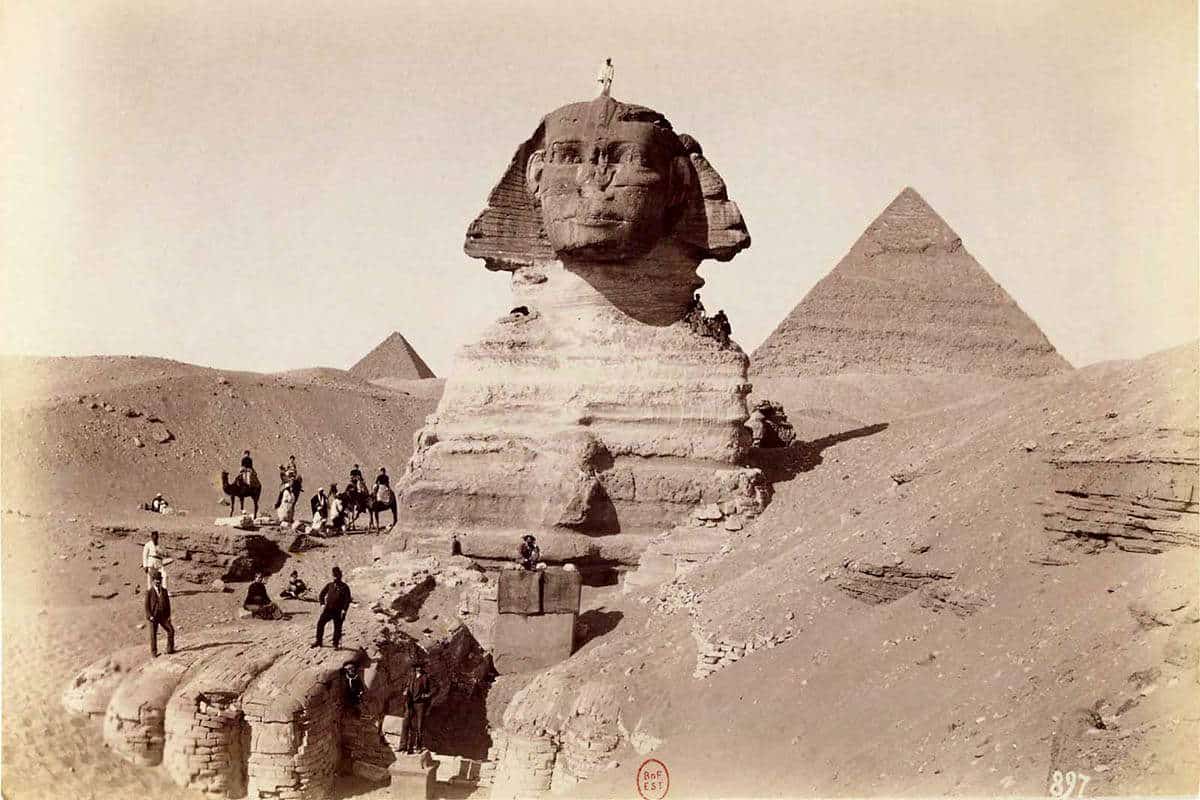 giza sphinx photograph black white