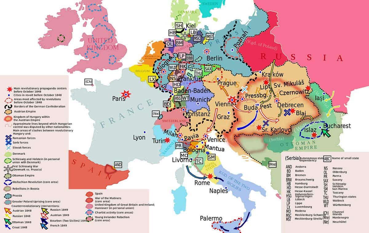 map european revolutions 1848