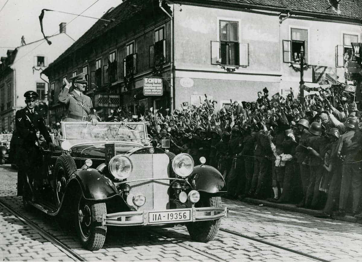 Hitler Salutes Austrian Crowd