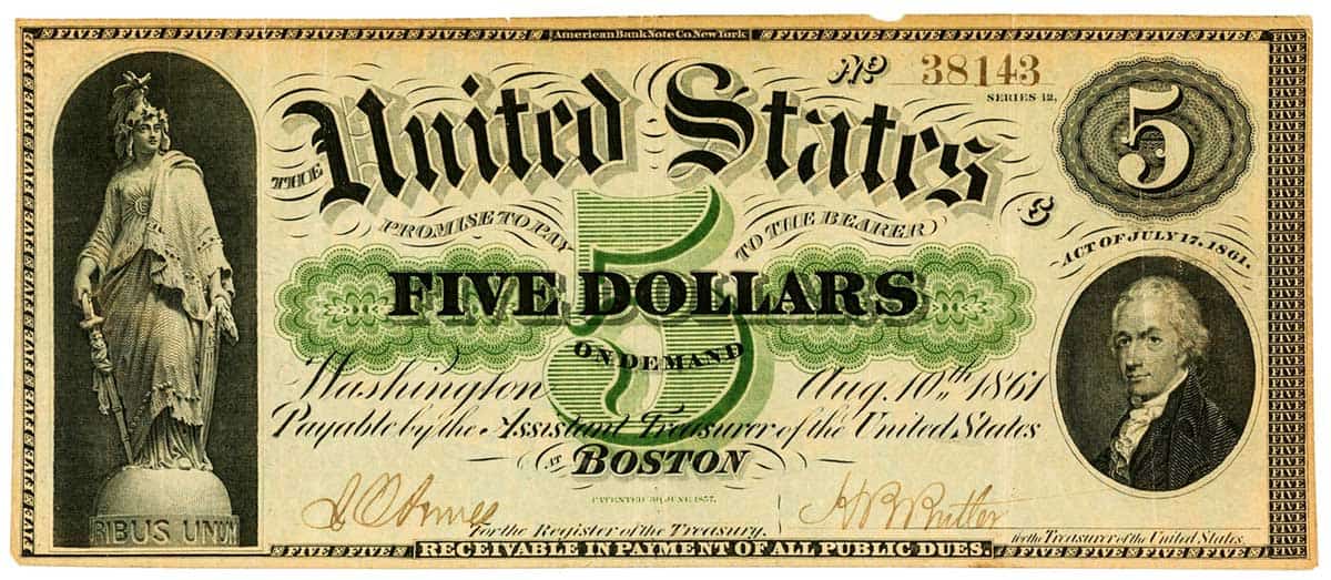 american civil war greenbacks 1861