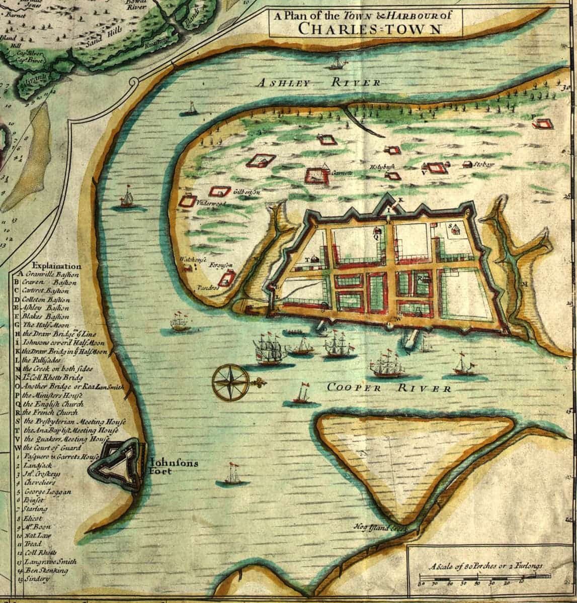 charleston south carolina map 1700s