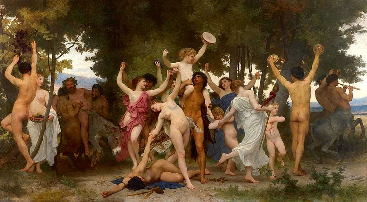 bouguereau bacchus nymphs dancing