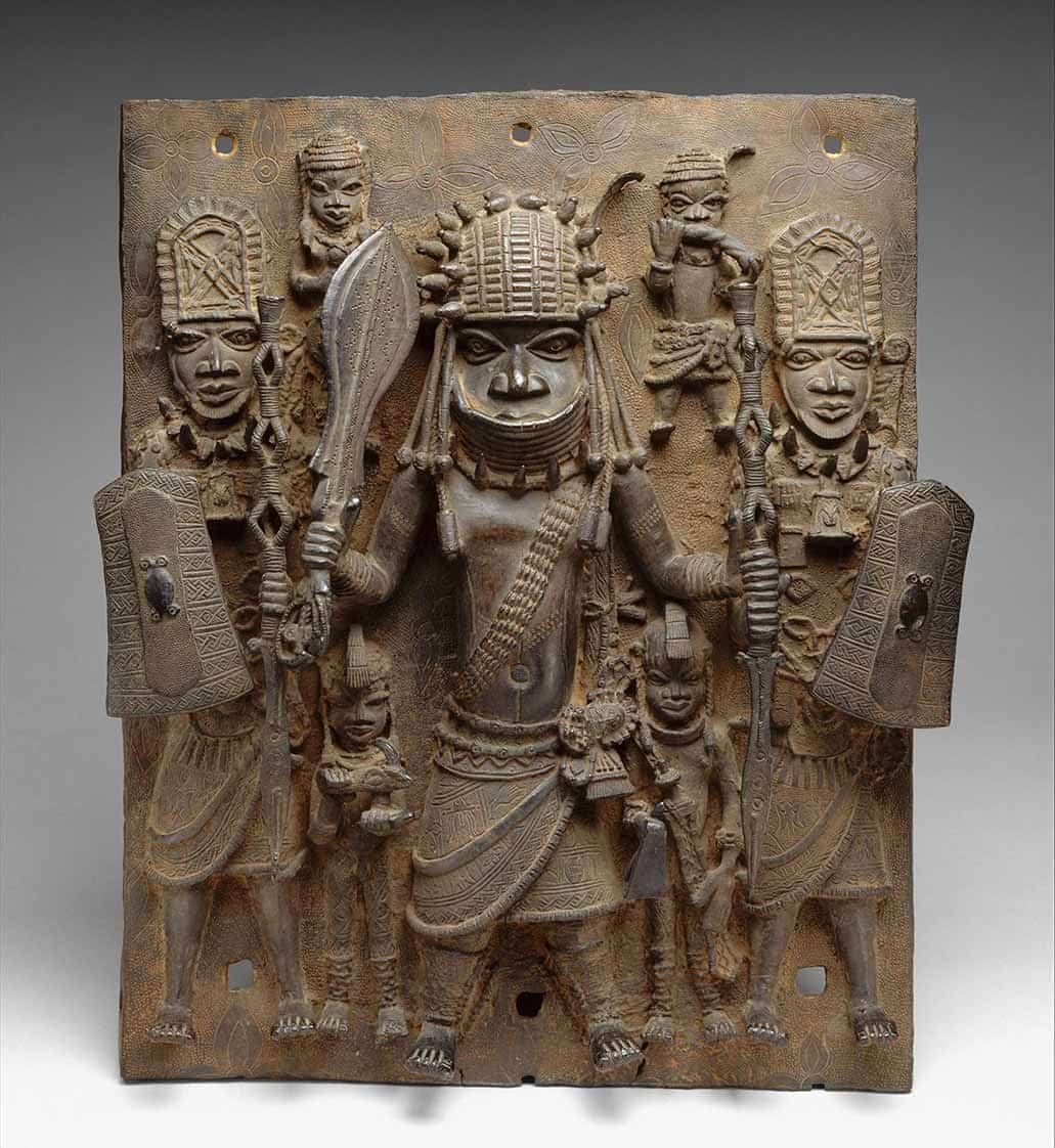 benin warior bronze plaque