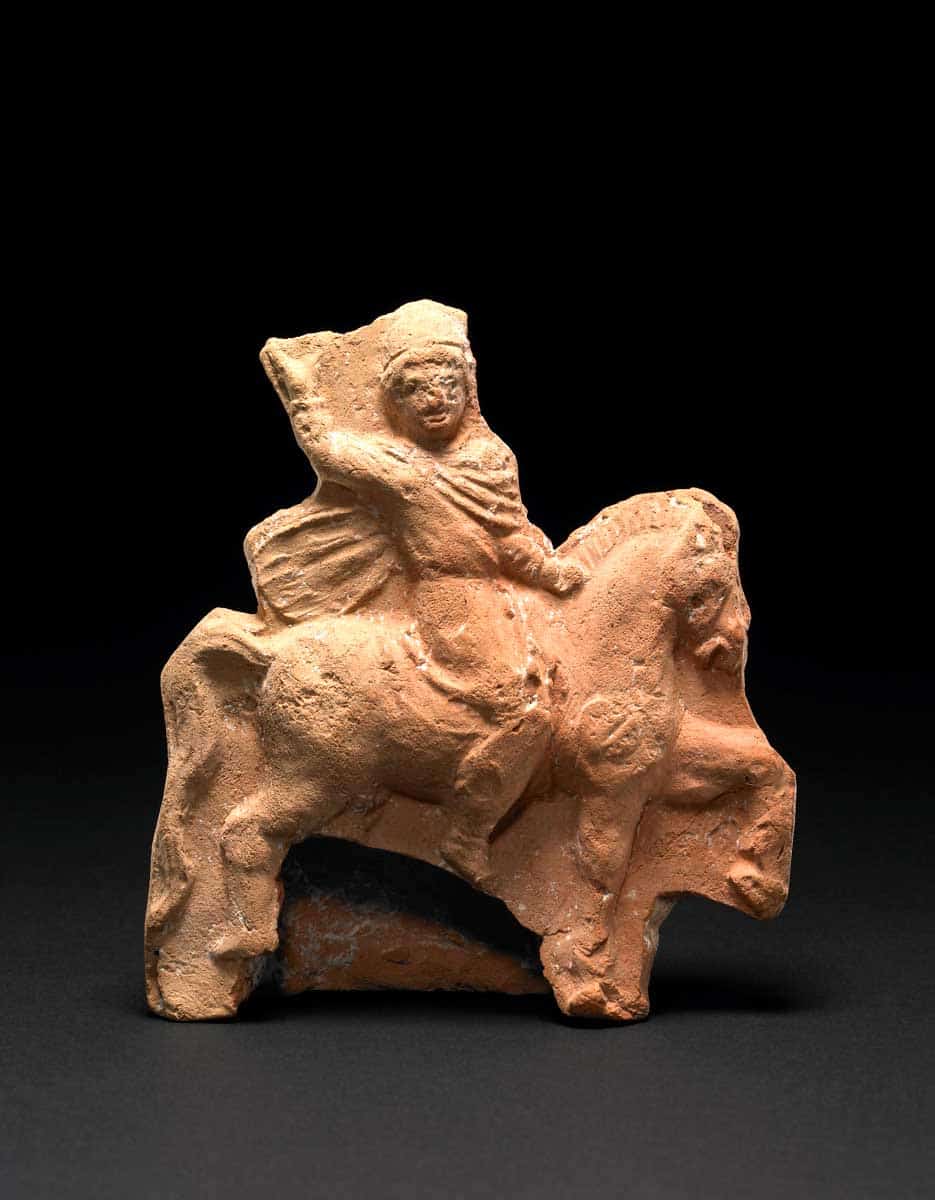 fired clay horseman parthian figure