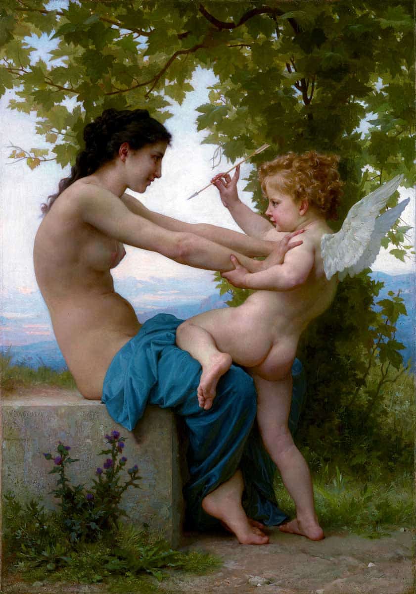 Girl defending eros Bouguereau