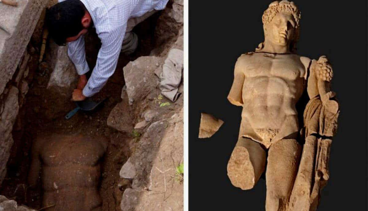 The statue of Hercules uncovered in Greece