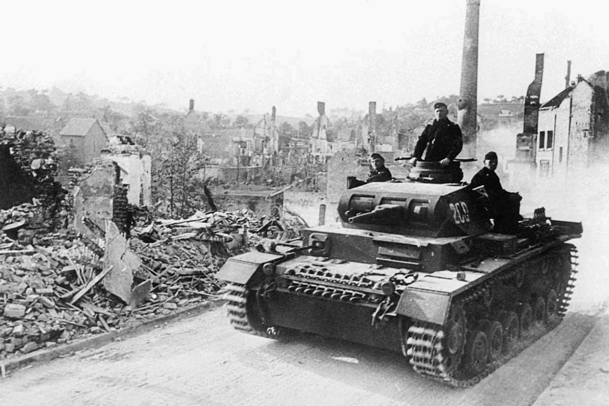 german tank advancing battle france