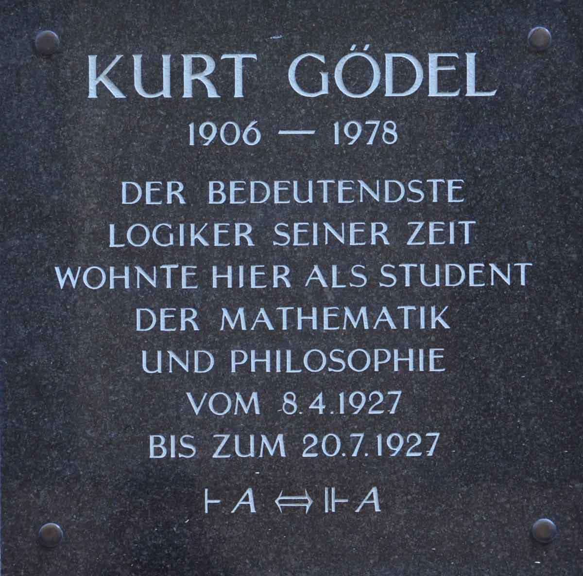 kurt godel memorial vienna plaque