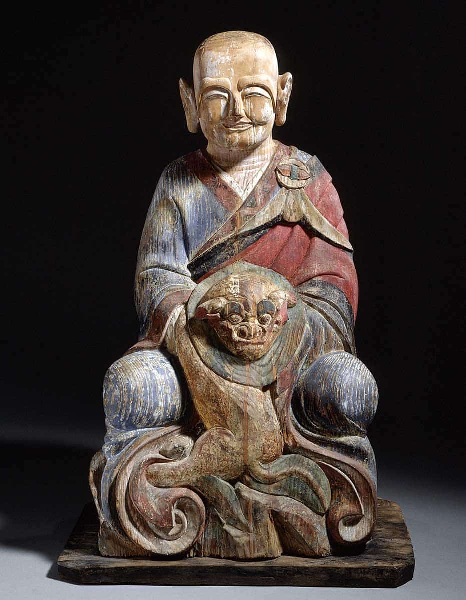 seated arhat buddhist statue