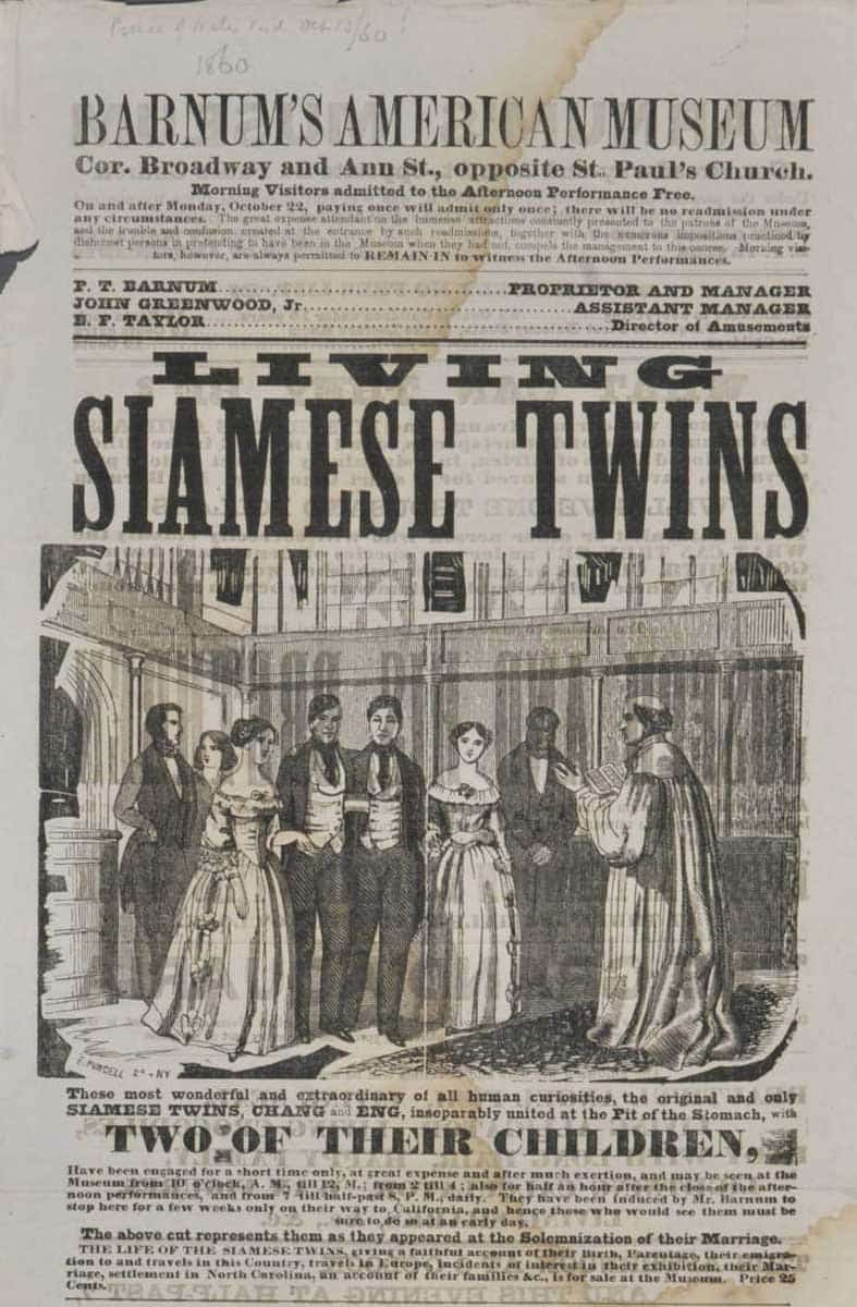 barnum playbill siamese twins museum