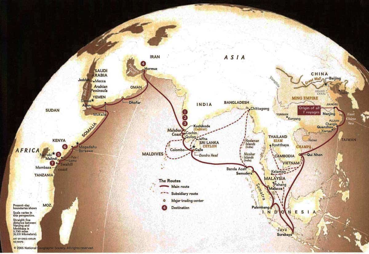 zheng he voyages map