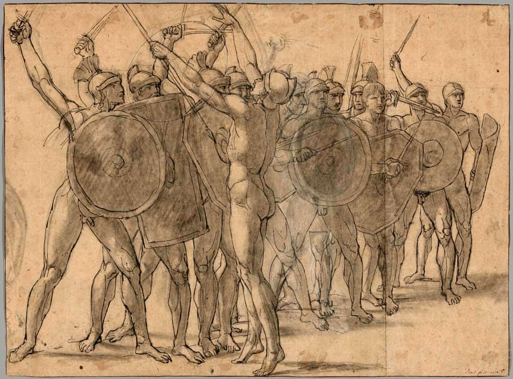 david nude warriors drawing ancient greece