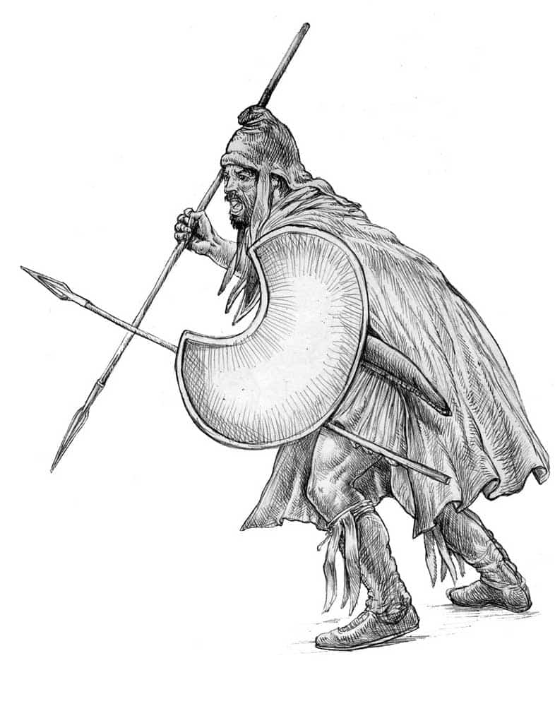 thracian peltast drawing