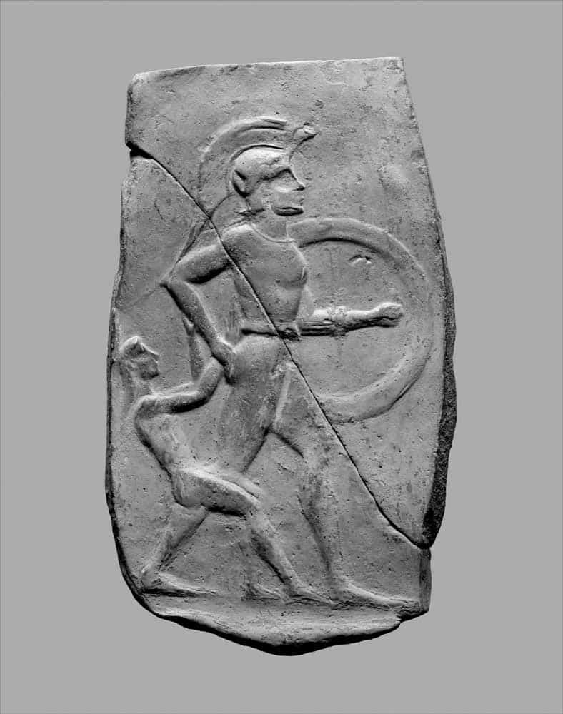 warrior dragging captive relief