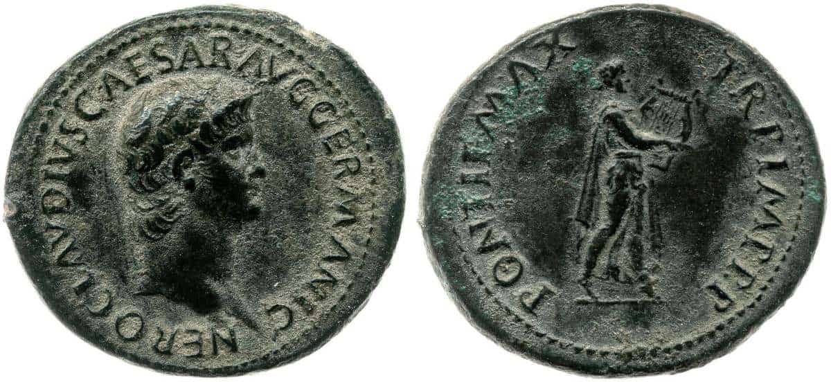 nero playing lyre coin