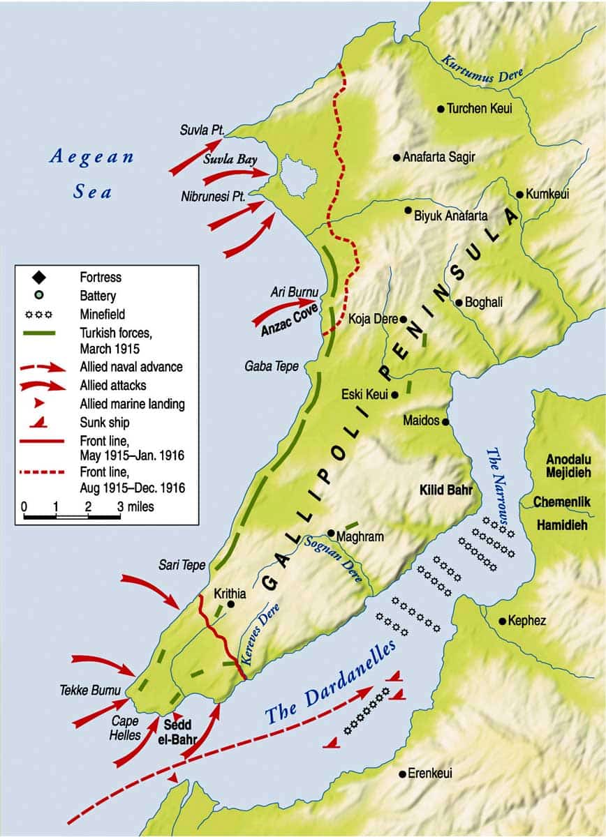 map gallipoli peninsula landings