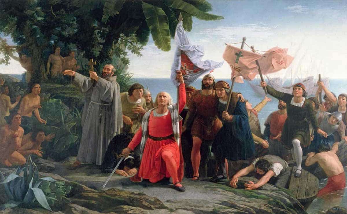 First Landing of Christopher Columbus in America by Dióscoro Teófilo Puebla Tolin 1862