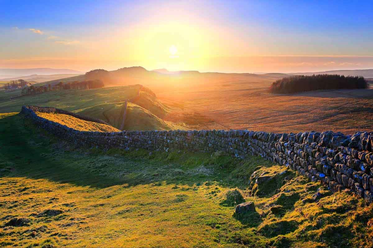 sunset over hadrians wall