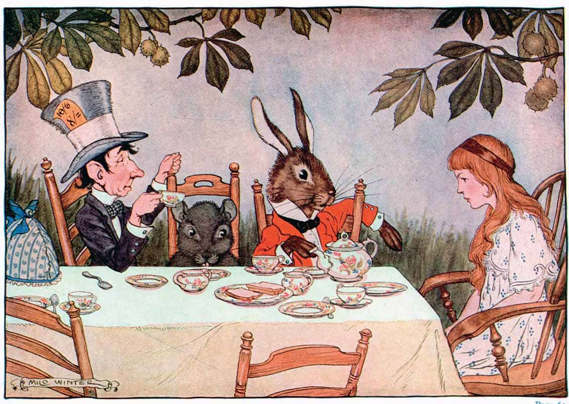 Alice at the Mad Hatter’s tea party, Milo Winter, 1916