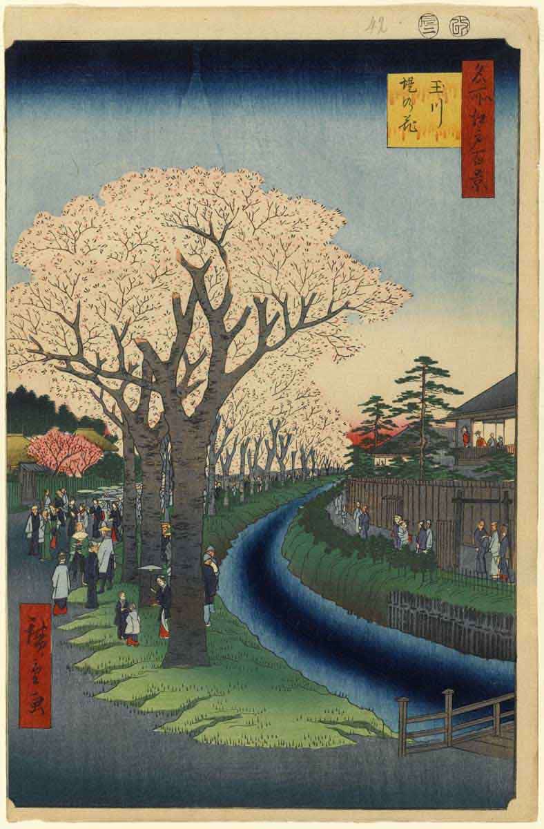 blossoms tama river hiroshige