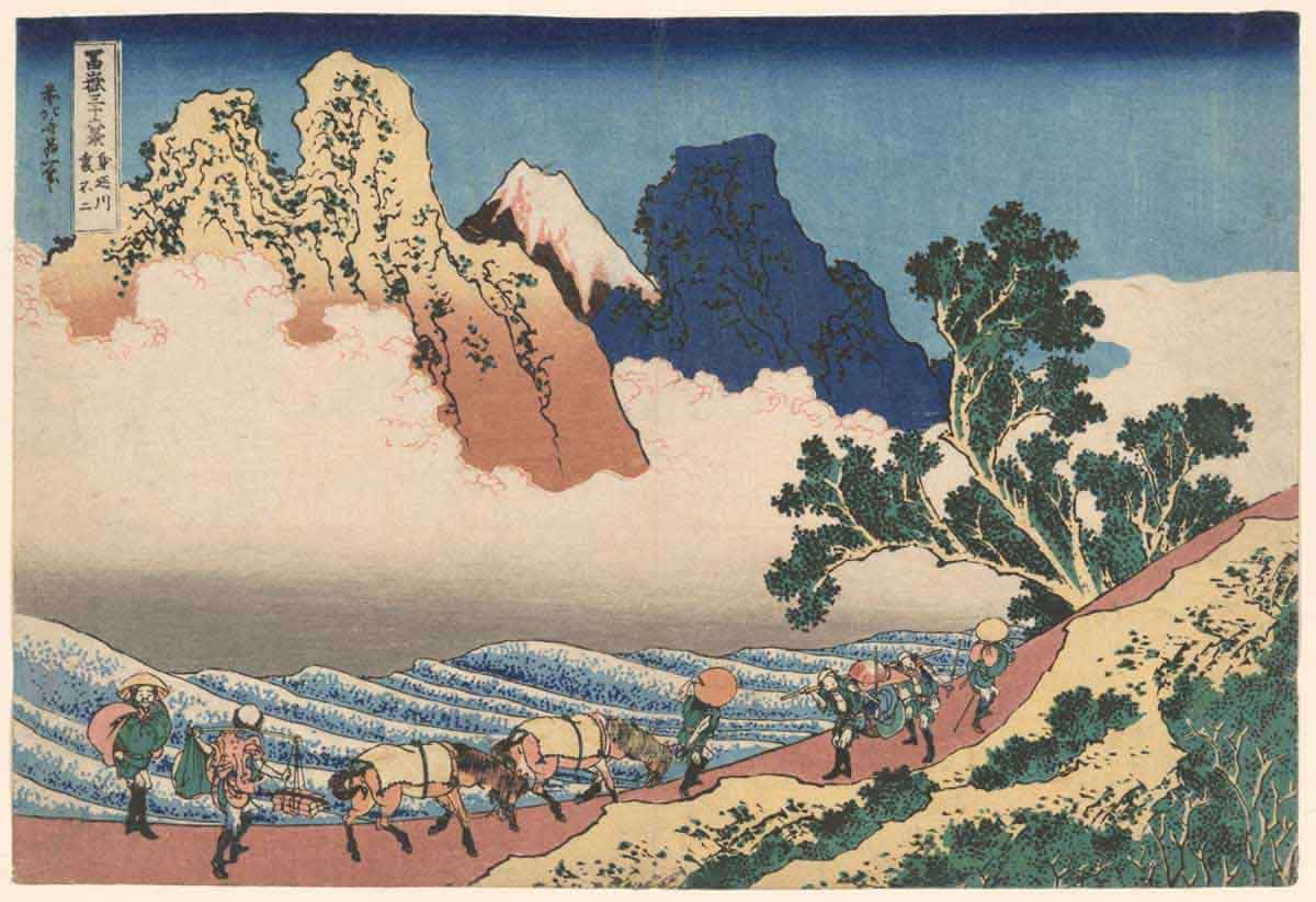 mount fuji from river hokusai